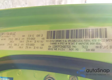 2017 Ram 1500 Sport 4X4 5'7 Box from USA, damaged, VIN 1C6RR7MT2HS827533